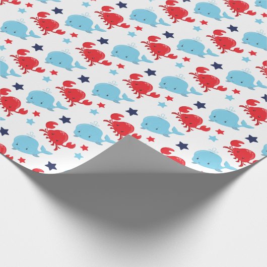 Muster für Nautische Wale und Krebs Geschenkpapier (Ecke)