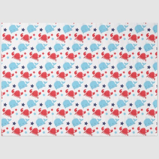 Muster für Nautische Wale und Krebs Seidenpapier (Vorderseite)