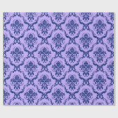 Muster für Navy Blue & Lavender Floral Damasks Geschenkpapier (Flach)