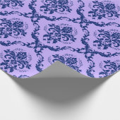 Muster für Navy Blue & Lavender Floral Damasks Geschenkpapier (Ecke)