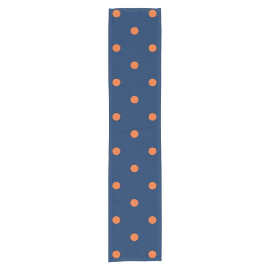 Muster für Navy Blue & Orange Polka Dots Kurzer Tischläufer (Vorderseite)