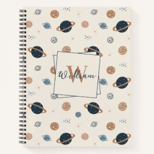 Muster für Navy Blue Space Planets Notizblock