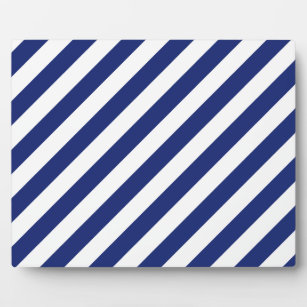 Muster für Navy Blue und White Diagonal Stripes Fotoplatte