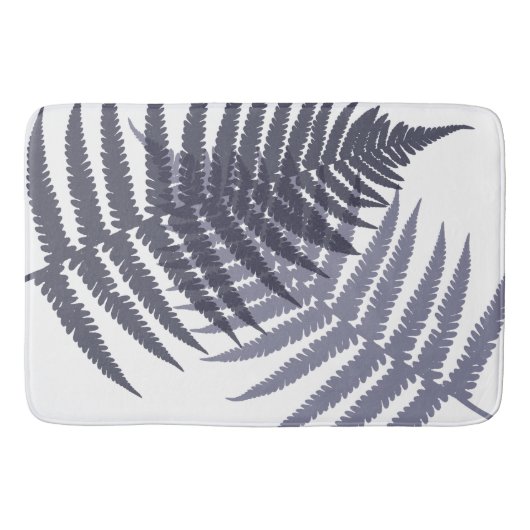 Muster für Navy Blue White Fern Blätter Badematte (Vorderseite)