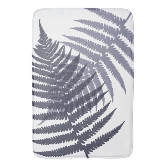 Muster für Navy Blue White Fern Blätter Badematte (Vorderseite Vertikal)