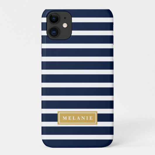 Muster für Navy Strips - Goldname Case-Mate iPhone Hülle (Rückseite)