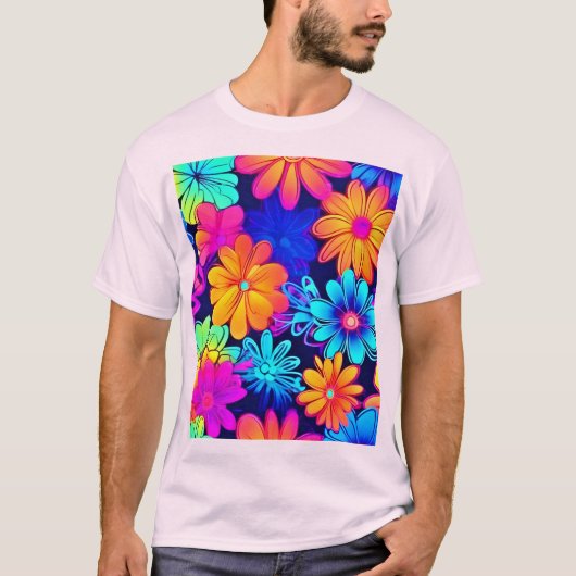 Muster für Neon-Blume T-Shirt (Vorderseite)