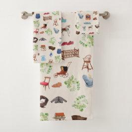 Muster für neutrales Vintages Baby-Kinderzimmer Badhandtuch Set