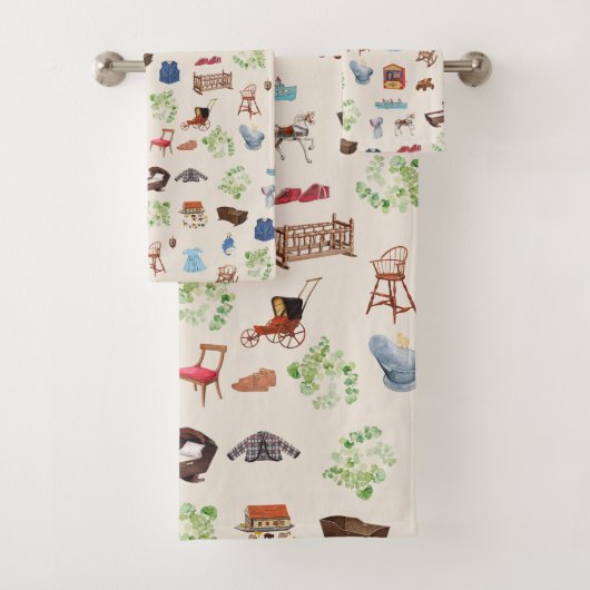 Muster für neutrales Vintages Baby-Kinderzimmer Badhandtuch Set (Insitu)