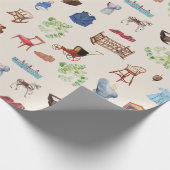 Muster für neutrales Vintages Baby-Kinderzimmer Geschenkpapier (Ecke)