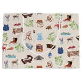 Muster für neutrales Vintages Baby-Kinderzimmer Große Geschenktüte (Vorderseite)