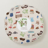 Muster für neutrales Vintages Baby-Kinderzimmer Rundes Kissen (Rückseite)