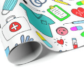 Muster für niedliche ärztliche Krankenpflege Geschenkpapier (Rolleneckpunkt)