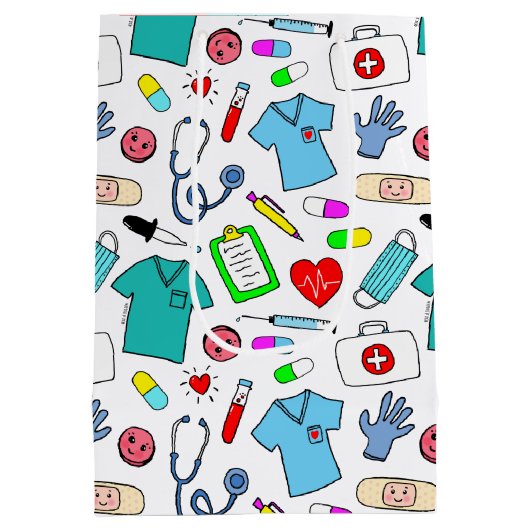 Muster für niedliche ärztliche Krankenpflege Mittlere Geschenktüte (Rückseite)