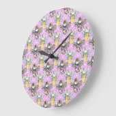 Muster für niedliche Äther und Sterne und Monde Große Wanduhr (Winkel)