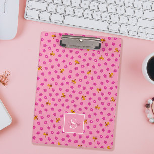 Muster für niedliche Bienen und Blume Monogramm Na Klemmbrett