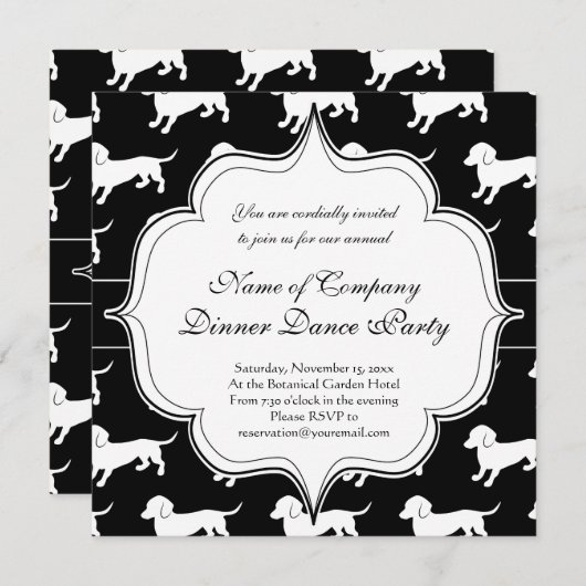 Muster für niedliche Dackel Einladung (Vorne/Hinten)