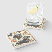 Muster für niedliche Dackel Steinuntersetzer (Seitenansicht)