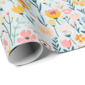 Muster für niedliche Frühlingsblumen Geschenkpapier (Rolleneckpunkt)