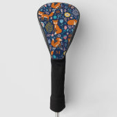 Muster für niedliche Füchse Vögel und Blume Golf Headcover (Vorderseite)