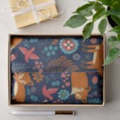 Muster für niedliche Füchse Vögel und Blume Seidenpapier (Geschenk)