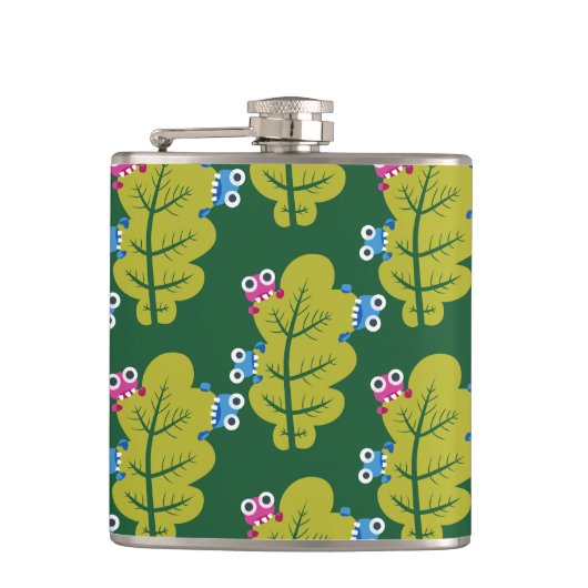 Muster für niedliche grüne Blätter Flachmann (Vorderseite)