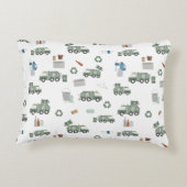 Muster für niedliche, grüne Recycelnd Lkw-Kinder Dekokissen (Rückseite)