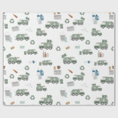 Muster für niedliche, grüne Recycelnd Lkw-Kinder Geschenkpapier (Flach)
