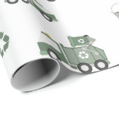 Muster für niedliche, grüne Recycelnd Lkw-Kinder Geschenkpapier (Rolleneckpunkt)