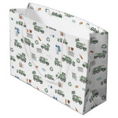 Muster für niedliche, grüne Recycelnd Lkw-Kinder Große Geschenktüte (Rückseite Schrägansicht)