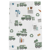 Muster für niedliche, grüne Recycelnd Lkw-Kinder Mittlere Geschenktüte (Rückseite)