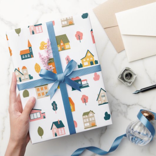Muster für niedliche Häuser Geschenkpapier (Schenken)