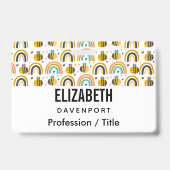 Muster für niedliche Hummeln und Regenbogen Ausweis (Rückseite)