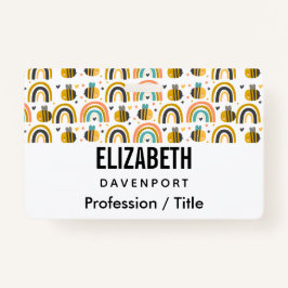 Muster für niedliche Hummeln und Regenbogen Ausweis