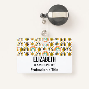 Muster für niedliche Hummeln und Regenbogen Ausweis