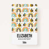 Muster für niedliche Hummeln und Regenbogen Ausweis (Rückseite)