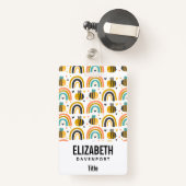 Muster für niedliche Hummeln und Regenbogen Ausweis (Rückseite mit Rechteck)