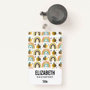 Muster für niedliche Hummeln und Regenbogen Ausweis