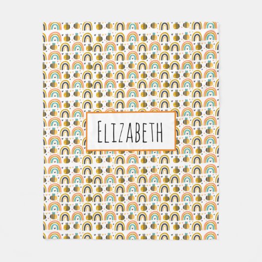 Muster für niedliche Hummeln und Regenbogen Fleecedecke (Vorderseite)