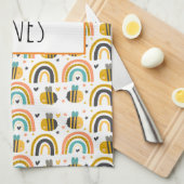 Muster für niedliche Hummeln und Regenbogen Geschirrtuch (Viertel Falte)