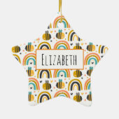 Muster für niedliche Hummeln und Regenbogen Keramik Ornament (Hinten)