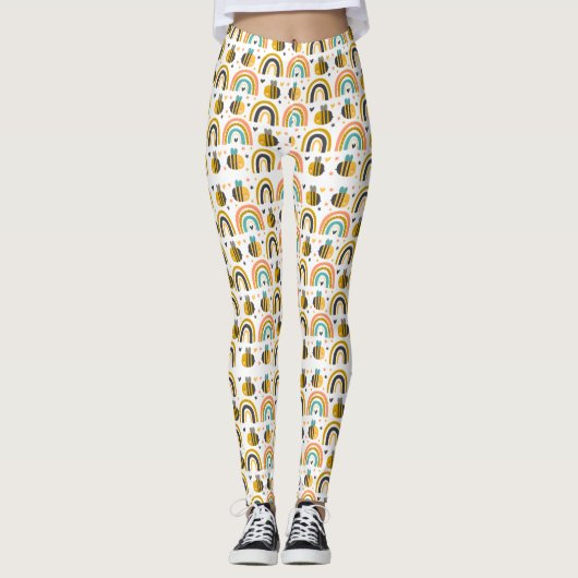 Muster für niedliche Hummeln und Regenbogen Leggings (Vorderseite)