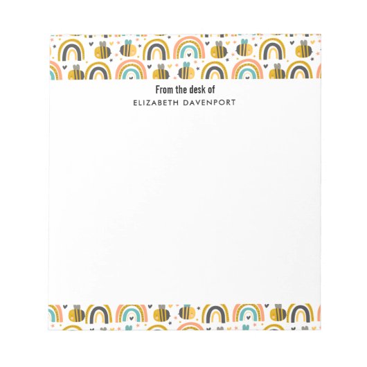 Muster für niedliche Hummeln und Regenbogen Notizblock (Vorderseite)