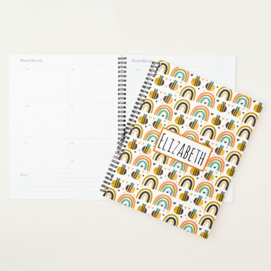 Muster für niedliche Hummeln und Regenbogen Planer (Anzeige)