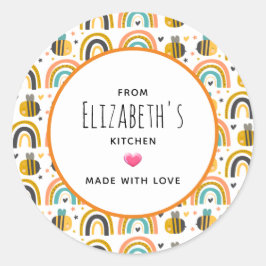 Muster für niedliche Hummeln und Regenbogen Runder Aufkleber