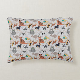 Muster für niedliche Hunde und Katzen Dekokissen