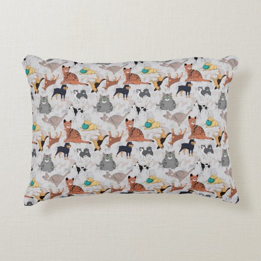 Muster für niedliche Hunde und Katzen Dekokissen (Vorderseite)