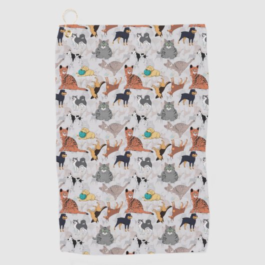 Muster für niedliche Hunde und Katzen Golfhandtuch (Vorderseite)