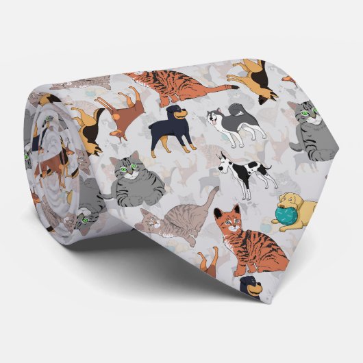 Muster für niedliche Hunde und Katzen Krawatte (Gerollt)