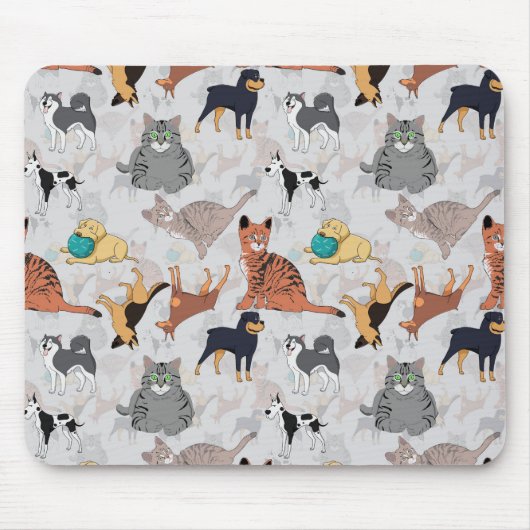 Muster für niedliche Hunde und Katzen Mousepad (Vorne)